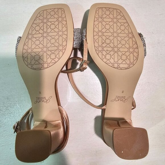 Badgley Mischka Women Sz 8 Rita Bejeweled Strap Block Heel Rhinestone Sandal New - Picture 7 of 12